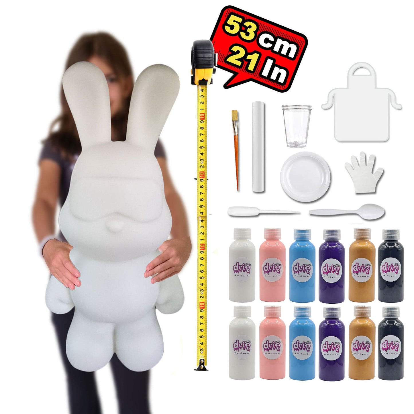 Complete Acrylic Paint DIY Set XXL (53 cm) Bunny - Glitter Galaxy