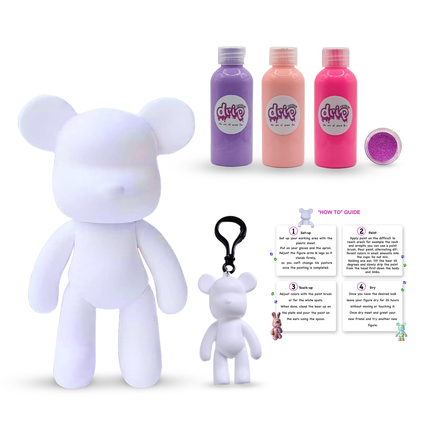 23cm DIY bear painting kit in Candy Cloud colors – creative craft for kids and adults
