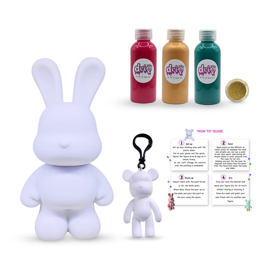 Bunny Piggy Bank Kit (23 cm) β Jewel Tones DIY pour-paint art kit by Dubai Drip Art