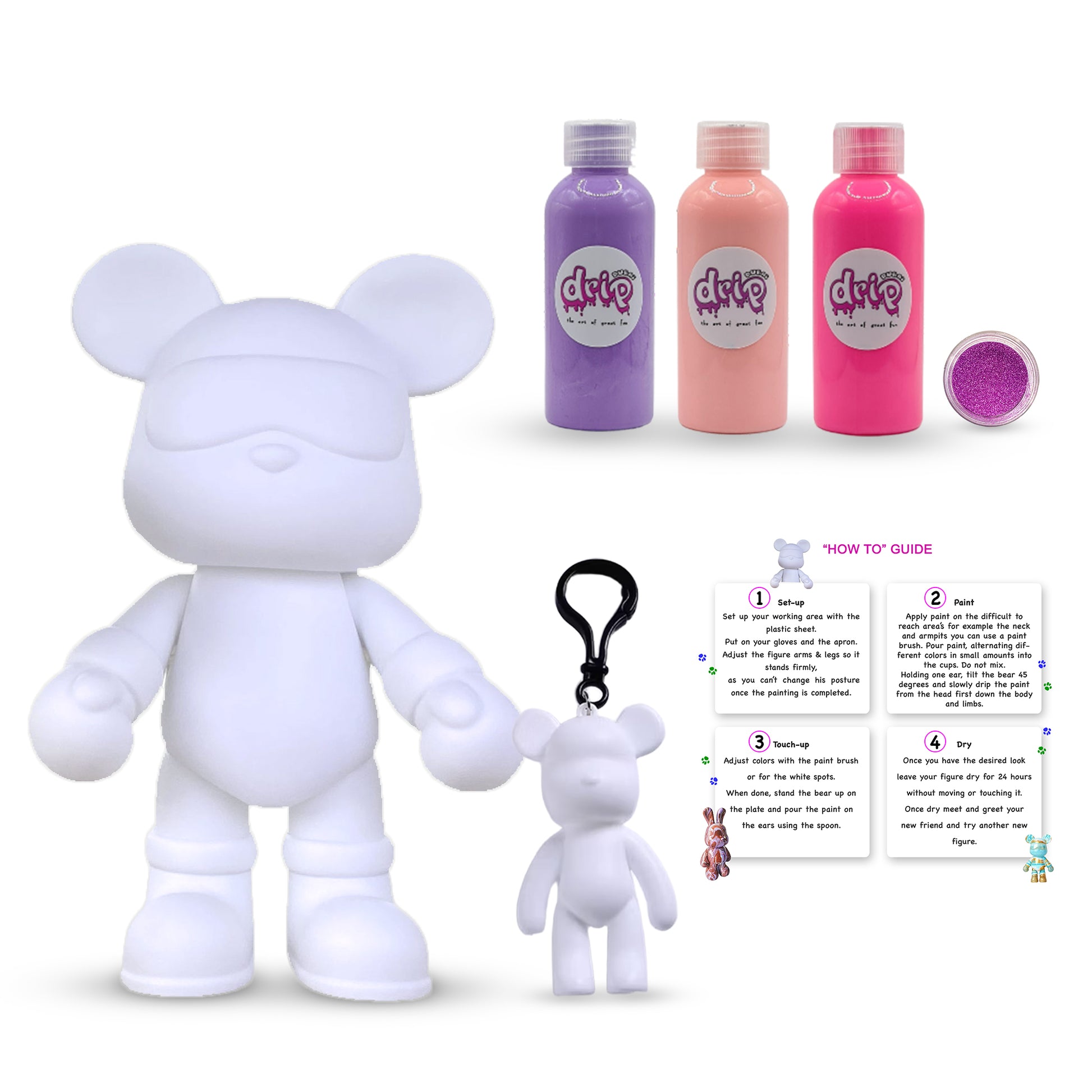 23cm Cool Bear DIY Piggy Bank Kit in Candy Cloud colors – fun arts and crafts project