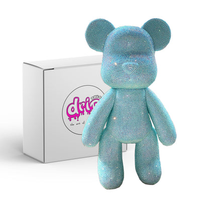 DIY Diamond Bear 23 cm Set, Sparkly 5D Glitter Chrystal AQUA color Rhinestone Art, Bear Brick, Toy, Gift Arts and Craft