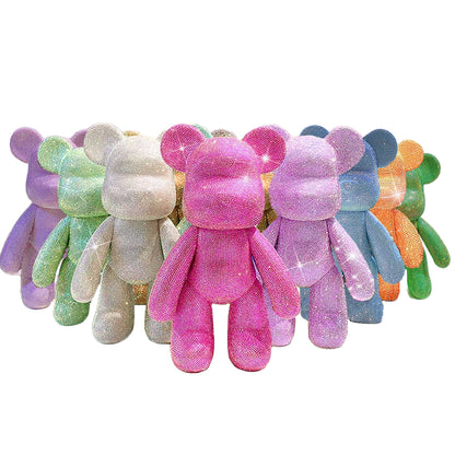 DIY Diamond Bear 23 cm Set, Sparkly 5D Glitter Chrystal AQUA color Rhinestone Art, Bear Brick, Toy, Gift Arts and Craft
