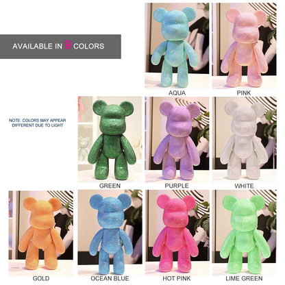DIY Diamond Bear 23 cm Set, Sparkly 5D Glitter Chrystal AQUA color Rhinestone Art, Bear Brick, Toy, Gift Arts and Craft