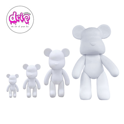Fluid paint bear piggy bank figurine arts and crafts violent BearBrick. PVC white color blank mold ornament for arts and crafts workshops.