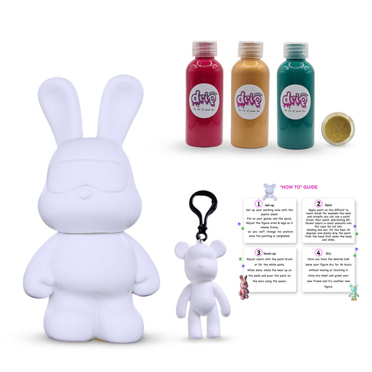 Cool Bunny 23cm DIY Piggy Bank Kit in Jewel Tones – Fun Craft Kit for Kids and Adults