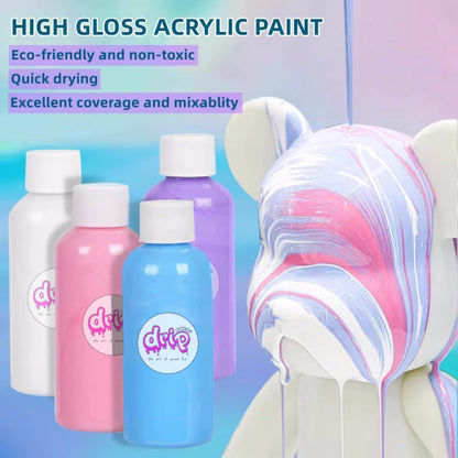 Acrylic Pouring Paints Premium Pre-Mixed High Flow Ready to Pour 2-Ounce 60ml Paint Bottle.